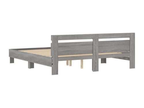 Lysvia bed frame with headboard and LED lighting, grey, 180x200 cm, HAWD46728