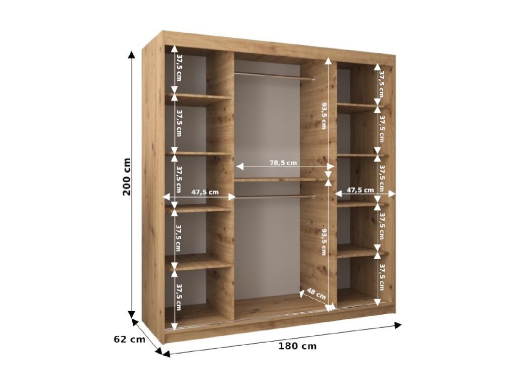 Sliding Door Wardrobe 200/180/62 2 Doors Elariva/Black AVSC85532