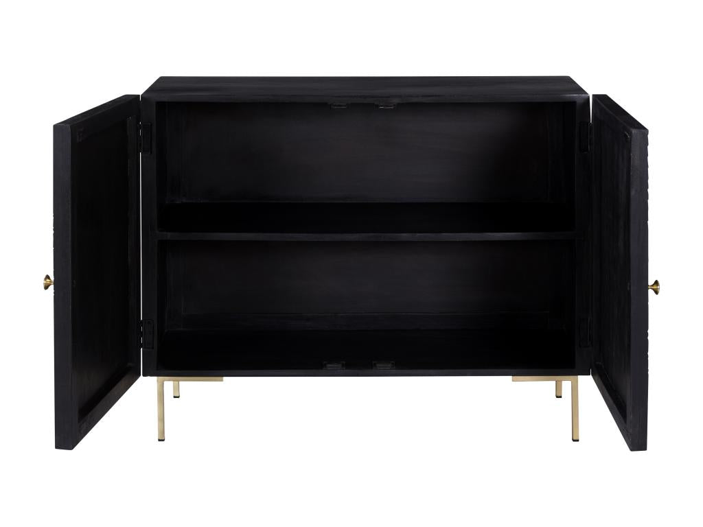 Two-door chest of drawers in engraved wood and gilt metal - Zensova HLFR30924