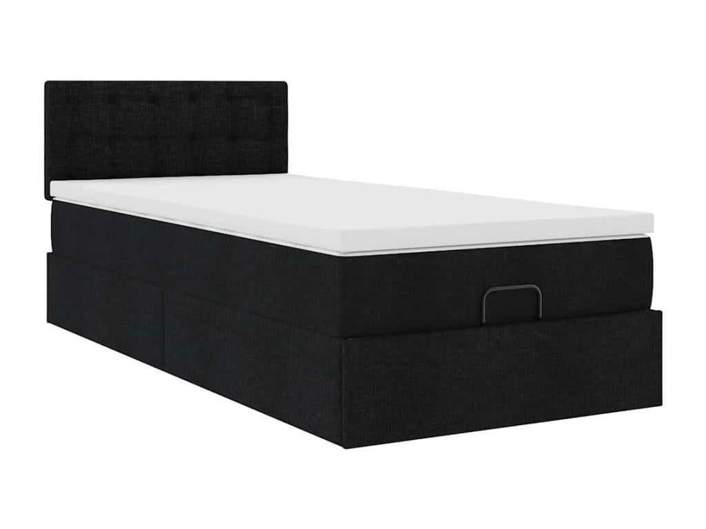 Bed frame with black mattress 80x200 cm fabric YWHK46069