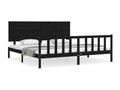 Bed frame with black headboard 200x200 solid wood IUGF47284