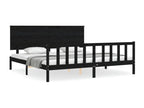 Bed frame with black headboard 200x200 solid wood IUGF47284