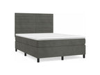 Zensova bed and mattress, dark grey, 140x190 cm, velvet, QIZL79569