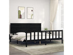 Bed frame with black headboard 200x200 solid wood IUGF47284