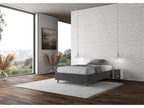 Double bed frame with 140x200cm upholstered microfiber base, grey, Elariva UXWH37177