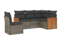 5-piece garden furniture set with grey resin wicker cushions OJCE01203