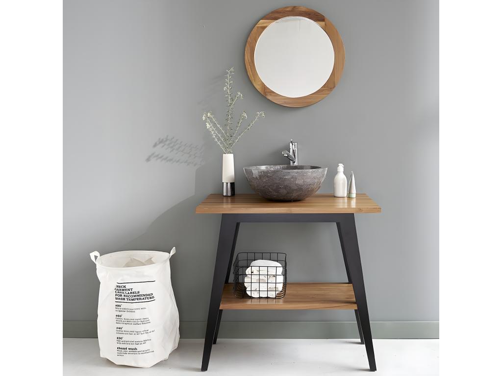 Solid teak bathroom cabinet 80 cm XIBK57994