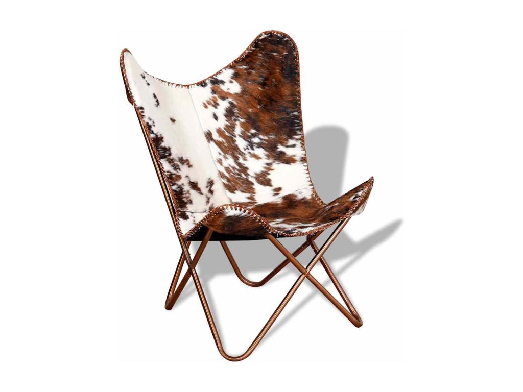 Brown and white cowhide leather chair ATMQ27403