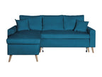 Reversible and convertible corner sofa with storage in velvet - Petrol blue - W227x148x95cm - Elariva RZWB61333