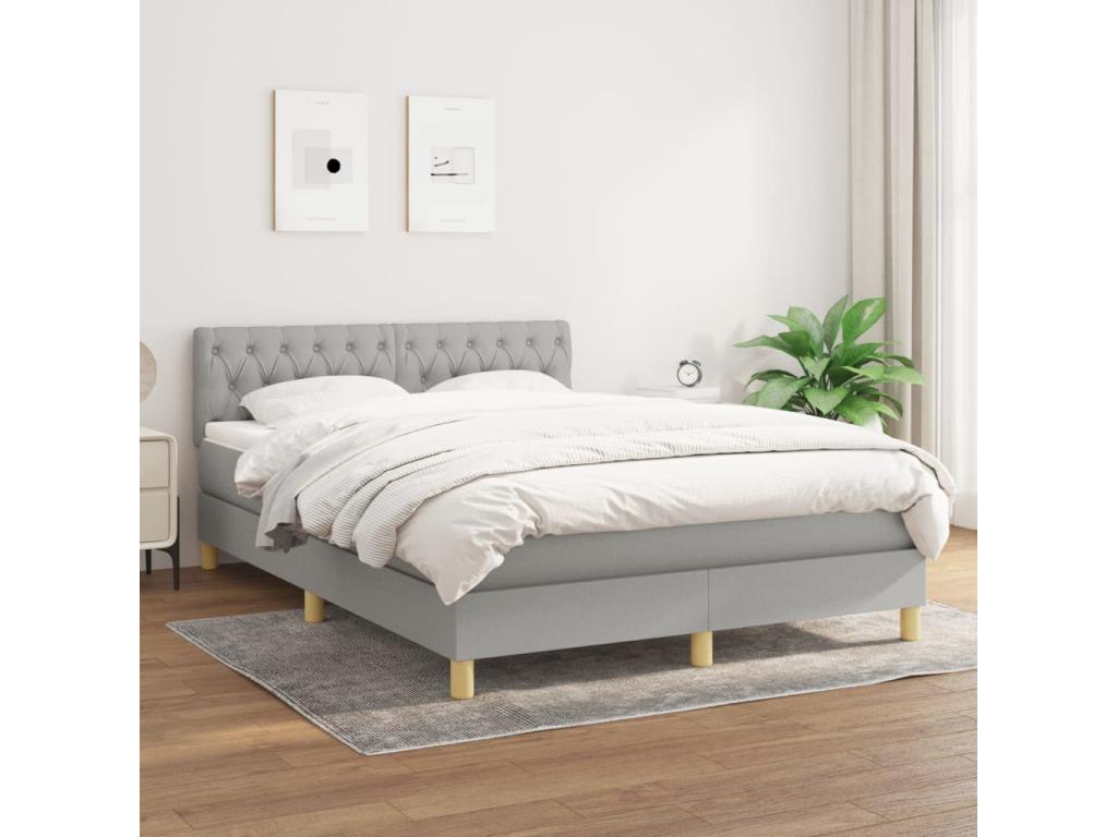Zensova upholstered bed with light grey mattress 140x200cm Zensova EOJI30827