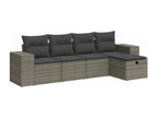 5-piece garden furniture set with grey resin wicker cushions FZWO04629