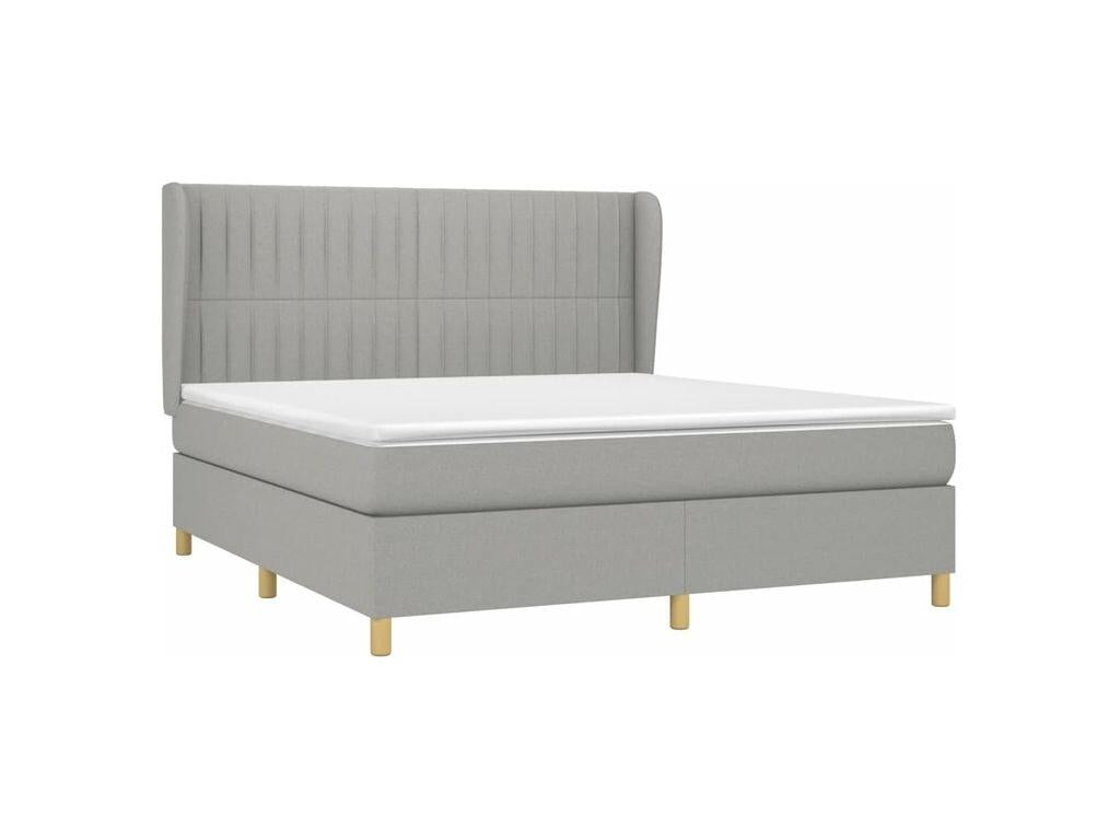 Bed base with mattress, light grey, 180x200 cm, fabric, WKEO71102