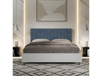 Bed without slatted base 160x190 white ash frame blue microfiber headboard Lumenao ASHG16517