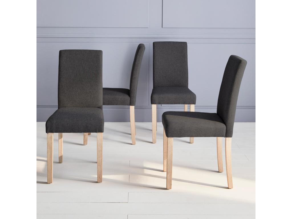 Set of 4 chairs - Zensova - Zensova chairs - cerused wood legs - dark grey KEGC35198