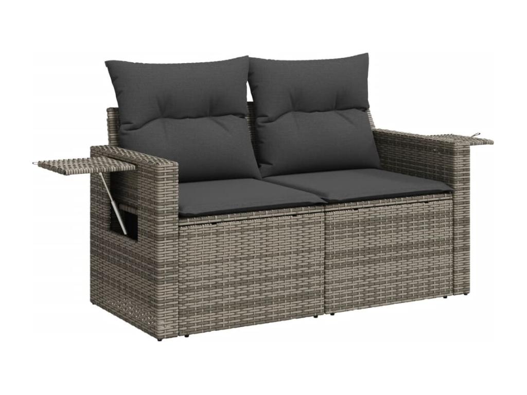 11-piece garden furniture set with grey resin wicker cushions KHUR46661