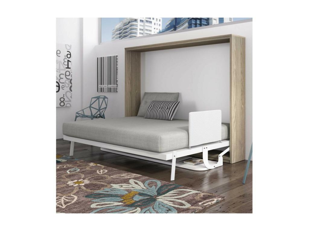 Wall bed with desk 90x190 bleached oak P 35 Zensova IFJD13115