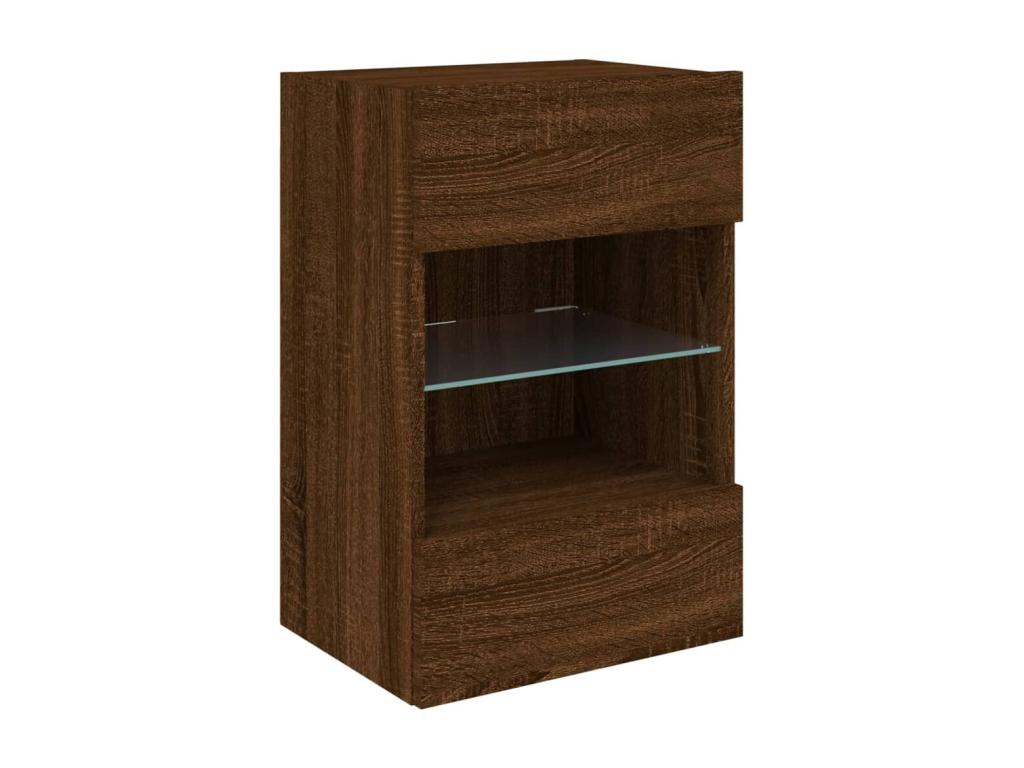 Wall-mounted TV unit with Zensova LED lighting, brown oak finish, 40x30x60.5 cm, IMUL37121