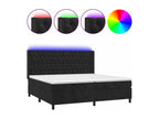 Upholstered bed base with mattress and LED lighting, black, 200x200 cm, velvet, VXEH72282