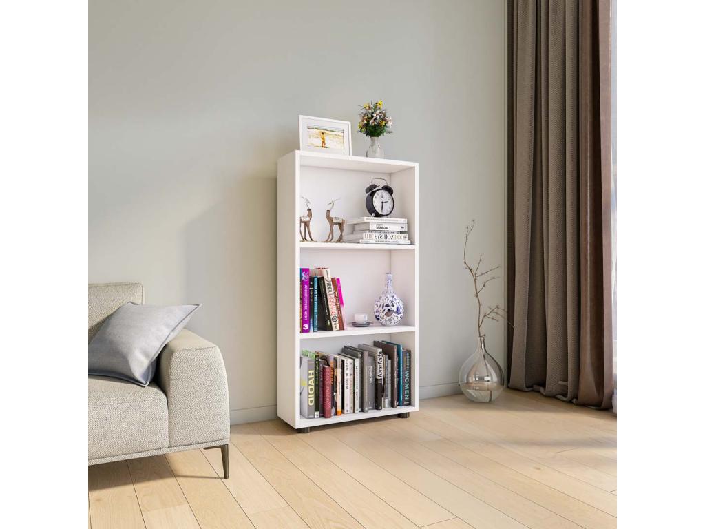 Zensova Wooden Storage Stand Bookshelf Decorative Bookcase Bulas 3 Compartments White SYBJ82272
