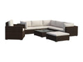 8-piece garden furniture set with cushions, brown woven resin, XFWB94942