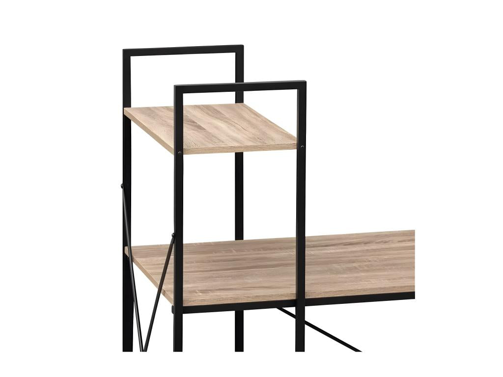 Desk with shelves in oak MDF and black metal - W- 113 x H- 60 x D- 120 cm SYFV70482