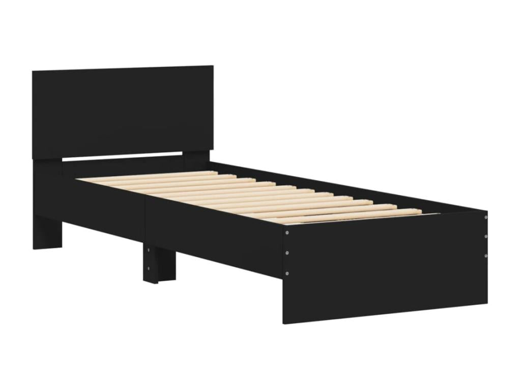 Bed frame with black headboard 90x190 cm engineered wood BGDS01434
