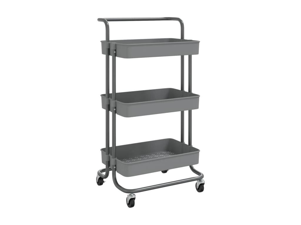 3-Tier Kitchen Trolley, Grey, 42x35x85 cm, Iron and ABS, ZOUM82233