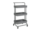 3-Tier Kitchen Trolley, Grey, 42x35x85 cm, Iron and ABS, ZOUM82233