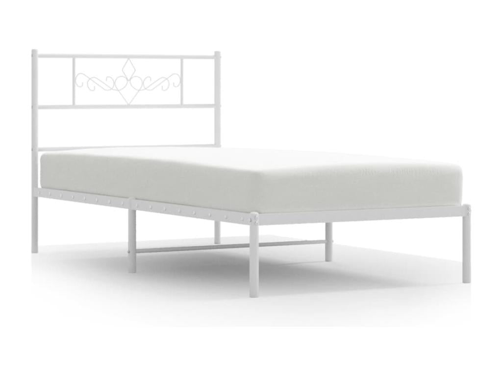 Metal bed frame with white headboard 107x203 ULCR30716