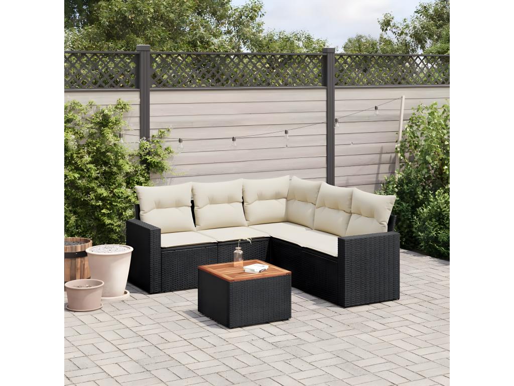 6-piece garden furniture set with cushions, Zensova woven resin SRJW64594
