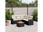 6-piece garden furniture set with cushions, Zensova woven resin SRJW64594