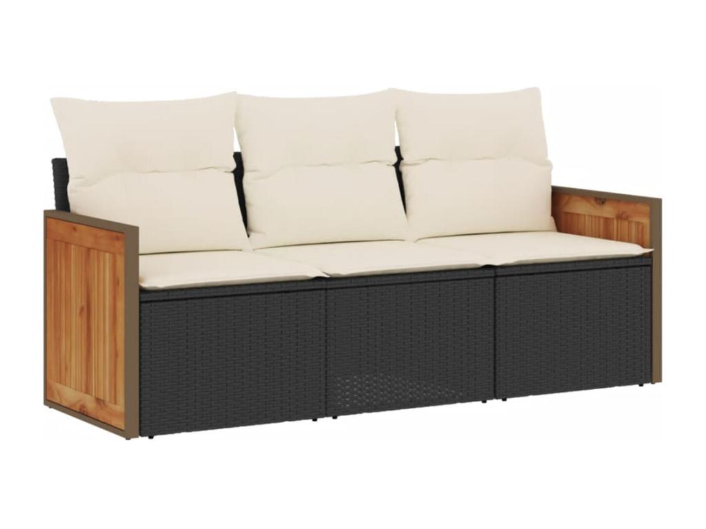 3-piece garden furniture set with cushions, Zensova woven resin NZGZ99422