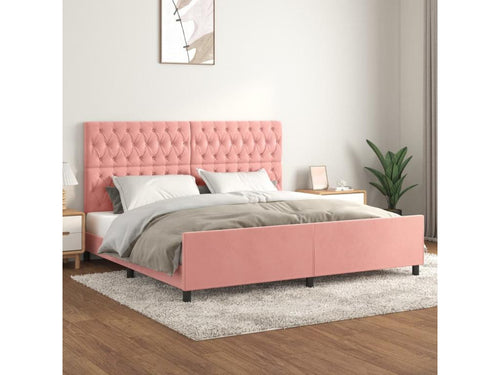 Pink velvet bed frame without mattress 200x200 cm YNFU32464