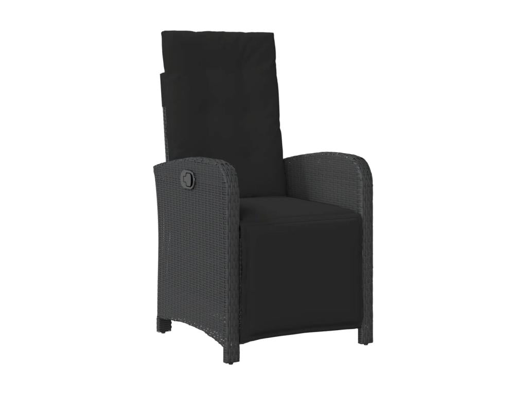 7-Piece Garden Dining Set with Cushions, Black Wicker Resin DQRM78343