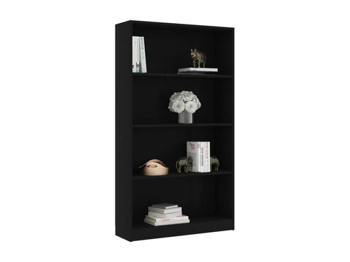 4-Tier Bookshelf, Black, 80x24x142 cm, Chipboard, NIZB09896