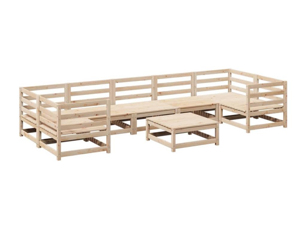 ANHI13754 8-piece garden furniture set in solid pine wood