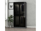 Wardrobe with 2 doors, smoked glass, black, W90xH210cm, 2 hanging rails, anthracite, OJLY58517