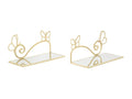 Set of 2 bedside tables with gold-tone metal shelf and mirror, 41.5x18x21 cm HQKR90101