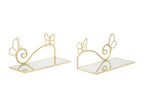 Set of 2 bedside tables with gold-tone metal shelf and mirror, 41.5x18x21 cm HQKR90101
