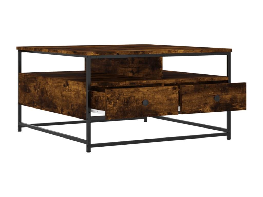 Smoked oak coffee table 80x80x45 cm engineered wood VPBR15677