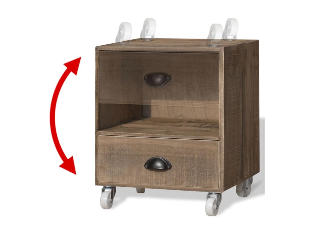 Brown solid wood bedside table CYDR84498