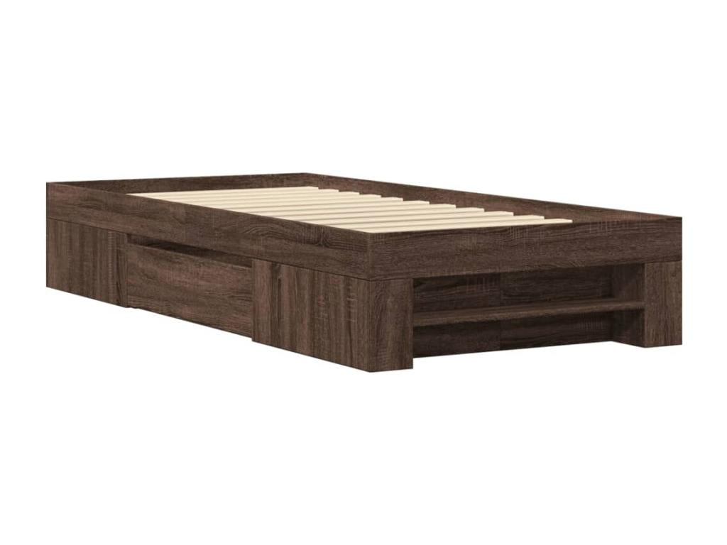 Bed frame without mattress, brown oak, 100x200 cm, BUKD23743