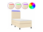 Upholstered bed base with mattress and LED lighting, Cream, 90x190 cm, Fabric SVIH40667