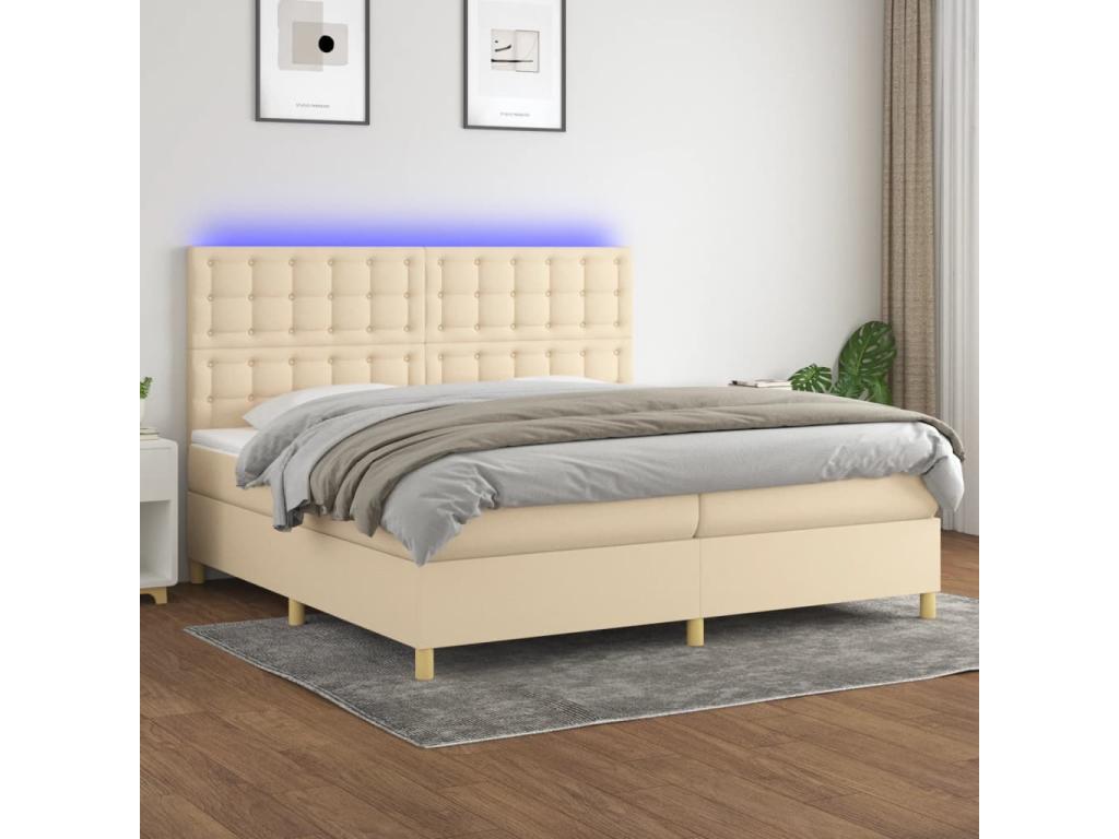 Zensova bed and mattress with LED lighting, cream color, 200x200cm, Zensova XKYY61338