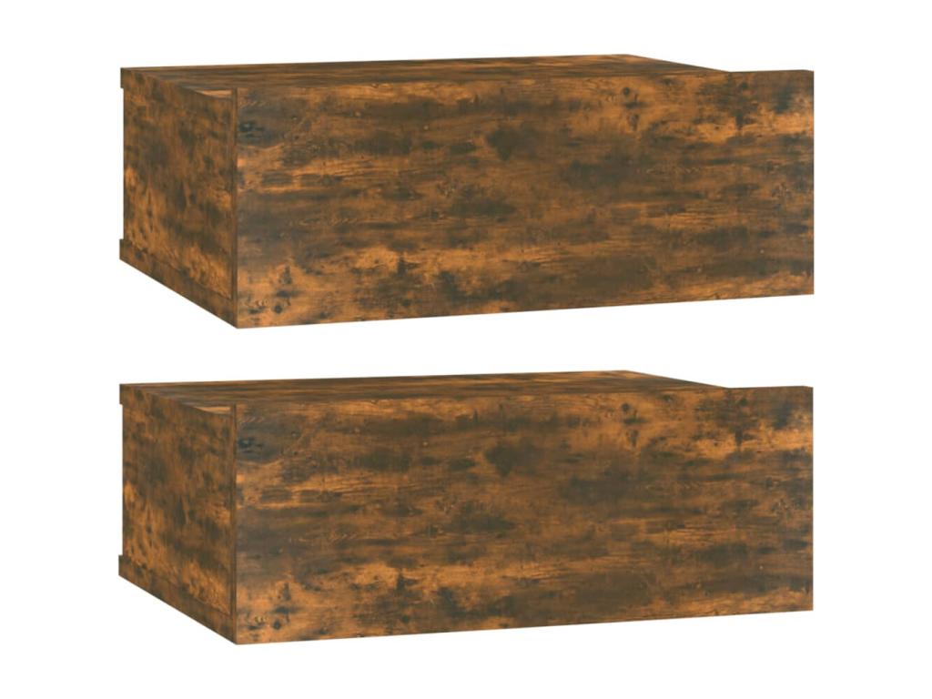 Floating bedside tables, 2 pcs, Smoked Oak, 40x30x15 cm, PQKD62970
