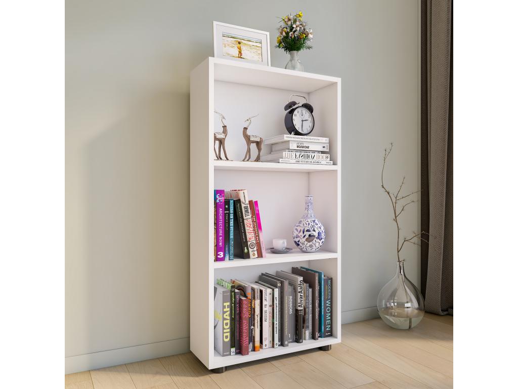 Zensova Wooden Storage Stand Bookshelf Decorative Bookcase Bulas 3 Compartments White SYBJ82272