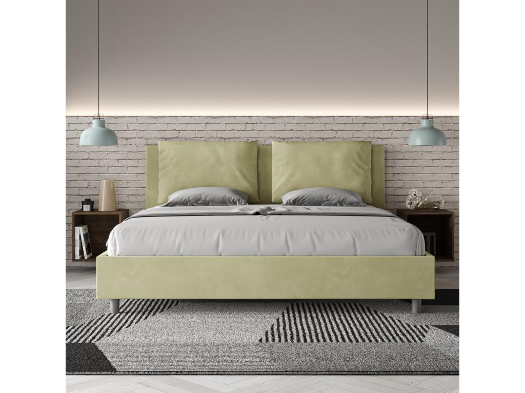 Bed with upholstered slatted base 180x210 cm, green microfiber, Elariva SJUC85222