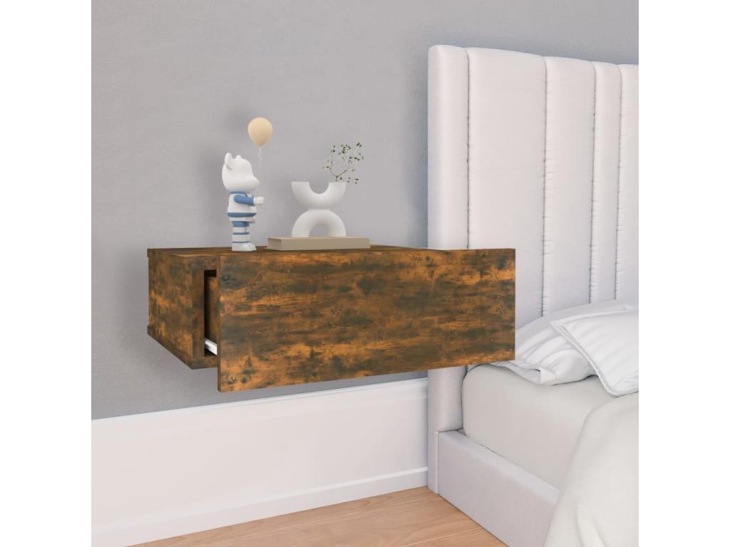 Floating bedside tables, 2 pcs, Smoked Oak, 40x30x15 cm, PQKD62970