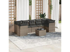 8-piece garden furniture set with grey resin wicker cushions HAUM12153