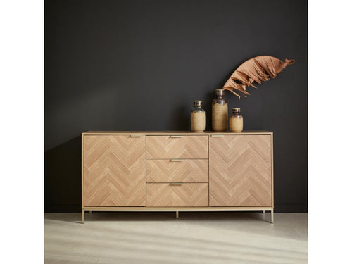 Zensova storage sideboard - two doors - two shelves - three drawers - low sideboard - W160 x D40 x H75cm TJLW93515